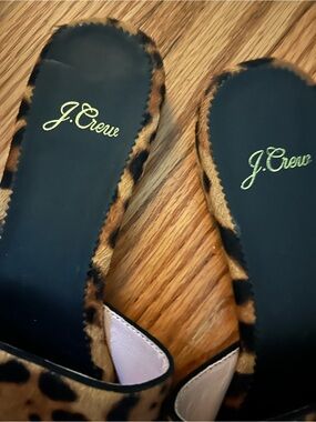 J Crew Leopard-Print Sandals in Black, brown @ tan PRISTINE